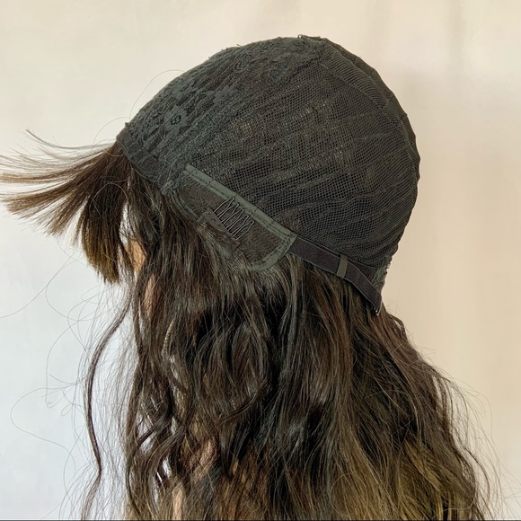 Effortless Style 22” Ombre Golden Brown/Black Synthetic Wig with Bangs - Picture 6 of 10